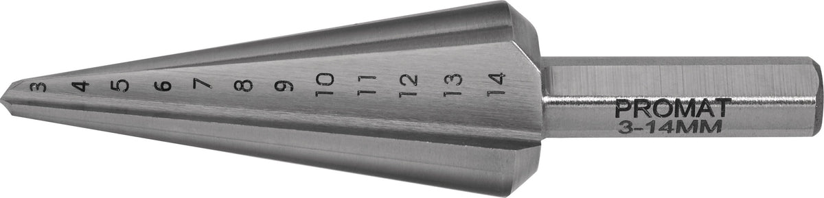 PROMAT Blechschälbohrer 3-14 mm HSS-Co mit 2 Schneiden und 20° Senkwinkel