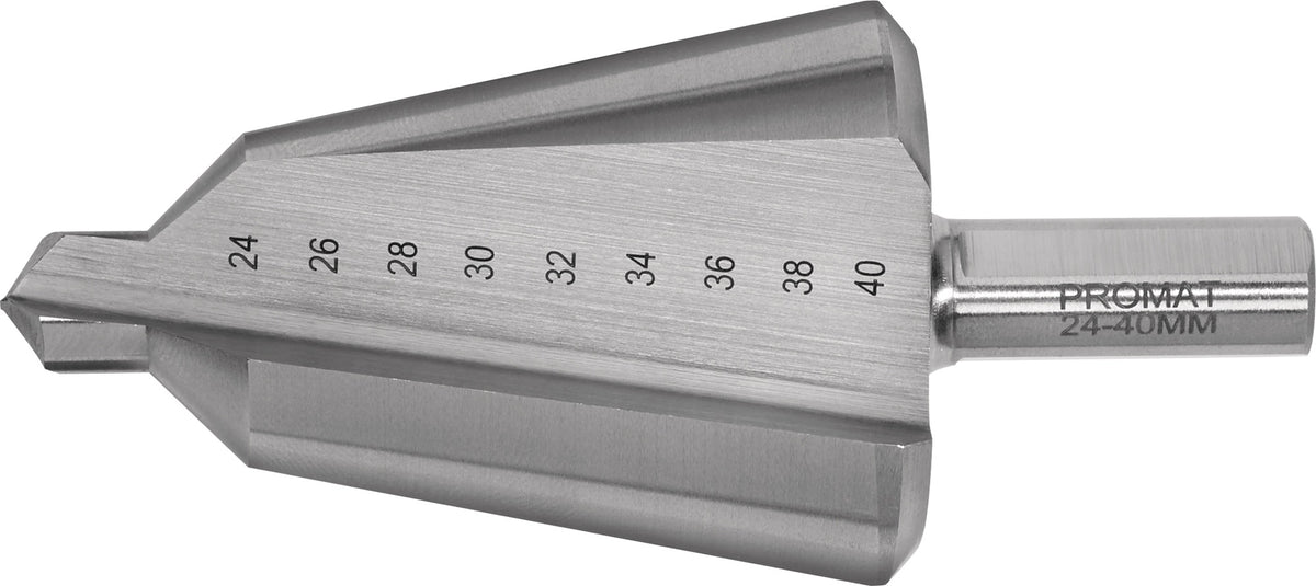 PROMAT Blechschälbohrer 4-20 mm HSS-Co mit 2 Schneiden, 20° Senkwinkel, Schaft-Ø 8 mm