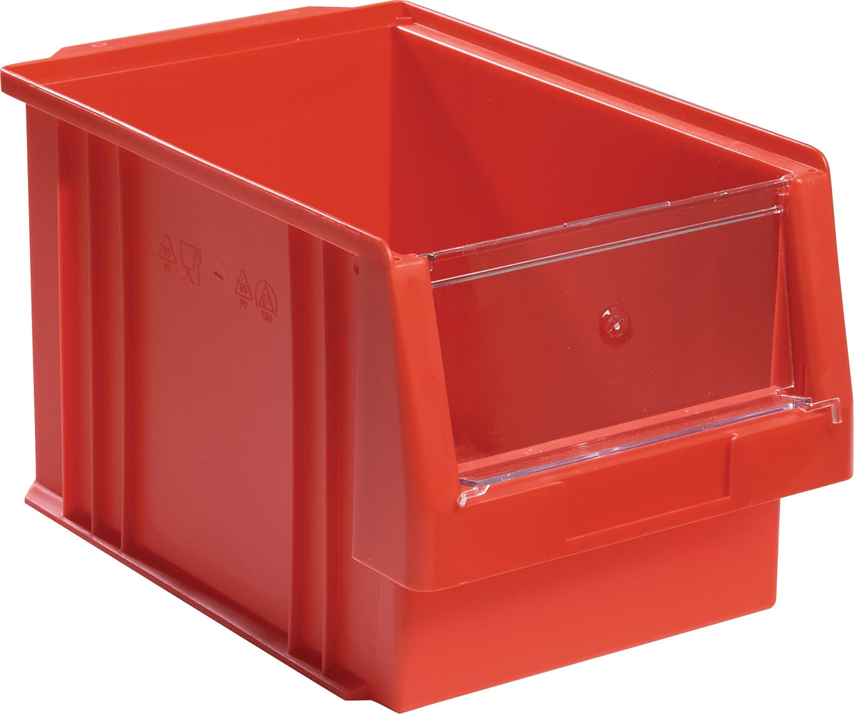 Sichtlagerkasten PLK 500x315x200 mm PP rot von LA-KA-PE – 8 Stück, 22,5 l, 180 kg Auflast