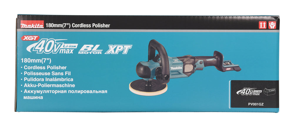 Makita Akku-Poliermaschine 180 mm – bürstenlos, XPT, konstante Drehzahl, Sanftanlauf - PV001GZ