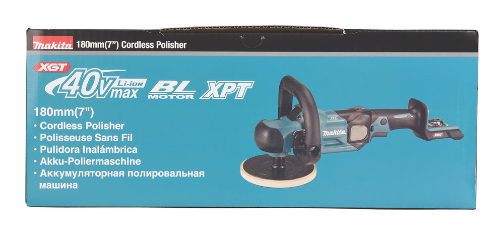 Makita Akku-Poliermaschine 180 mm – bürstenlos, XPT, konstante Drehzahl, Sanftanlauf - PV001GZ