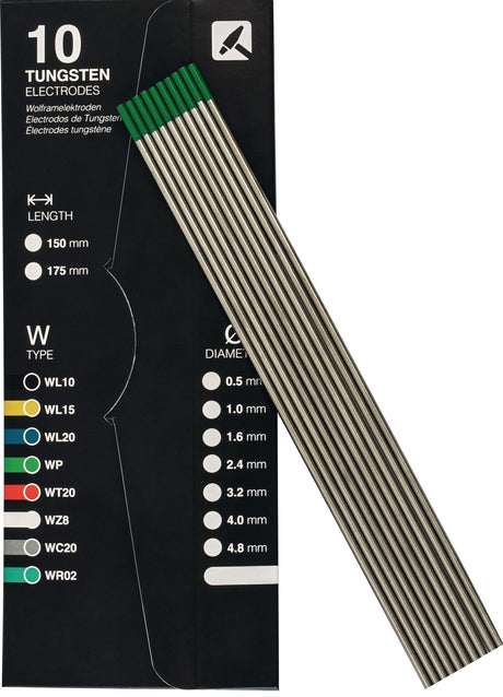 EWS TIGZONE Wolframelektrode WP grün 1,6mm x 175mm – 10 Stück Packung