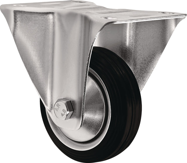 TECWERK Bockrolle 80 mm Vollgummi mit Anschraubplatte, Tragfähigkeit 70 kg