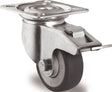 TECWERK Lenkrolle 100 mm mit Totalfeststeller, Kugellager & Gummi grau, 100 kg