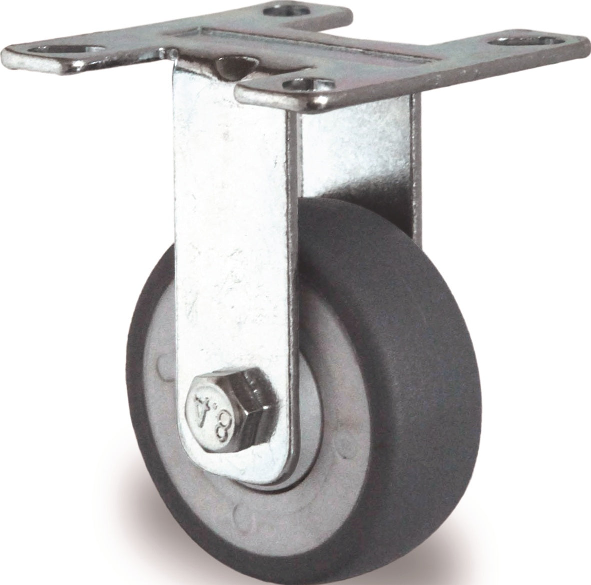 TECWERK Bockrolle 50 mm mit Kugellager, Vollgummi, 50 kg Tragfähigkeit, Anschraubplatte 55 x 55 mm