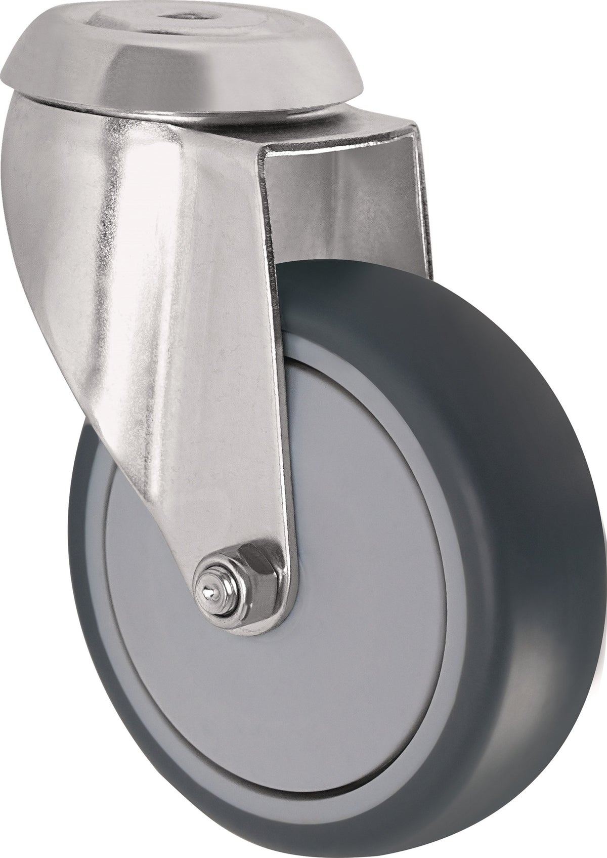 TECWERK Lenkrolle 100 mm mit Rückenloch, Kugellager, Gummi grau, 100 kg Tragfähigkeit