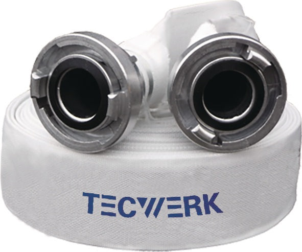 TECWERK Bau-/Industrieschlauch 50 mm x 20 m weiß – Storz C, 10 bar, SBR-Seele