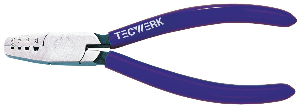 TECWERK Aderendhülsenzange 145 mm für 0,25–2,5 mm² mit Kunststoffüberzug
