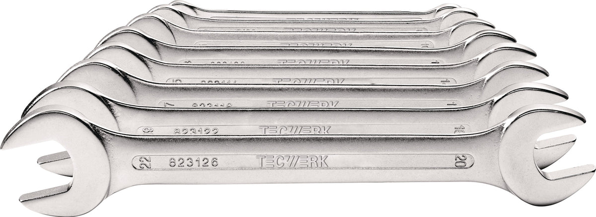 TECWERK Doppelmaulschlüsselsatz 8-teilig SW 6-22 mm CV-Stahl verchromt