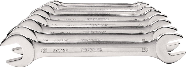TECWERK Doppelmaulschlüsselsatz 8-teilig SW 6-22 mm CV-Stahl verchromt