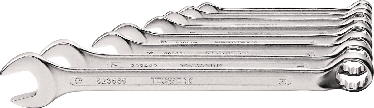 TECWERK Ringmaulschlüsselsatz 8-teilig SW 8-19 mm Form B CV-Stahl verchromt