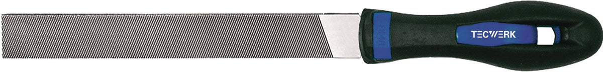 TECWERK Werkstattfeile DIN 7261 Flachstumpf 200 mm Hieb 1 mit 2K-Ergo-Heft