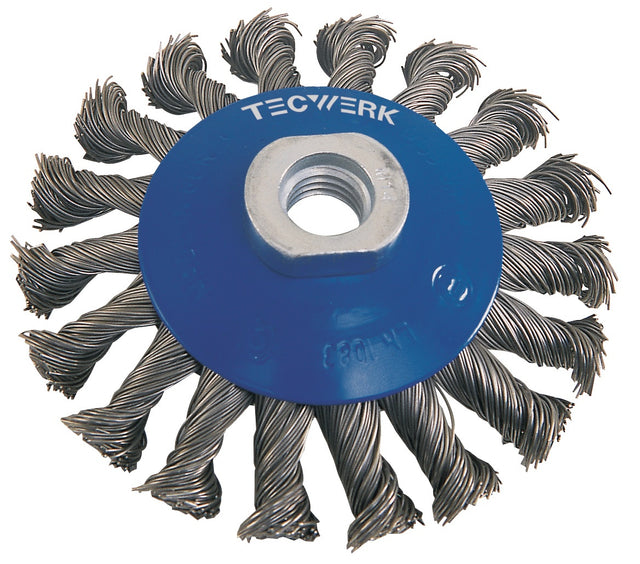TECWERK Kegelbürste Ø115 mm Drahtstärke 0,5 mm Stahl M14 für 12500 min-¹