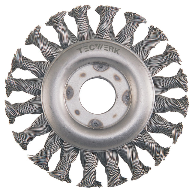TECWERK Rundbürste 125 mm gezopft, Drahtstärke 0,5 mm, für Schweißnähte und Entgraten