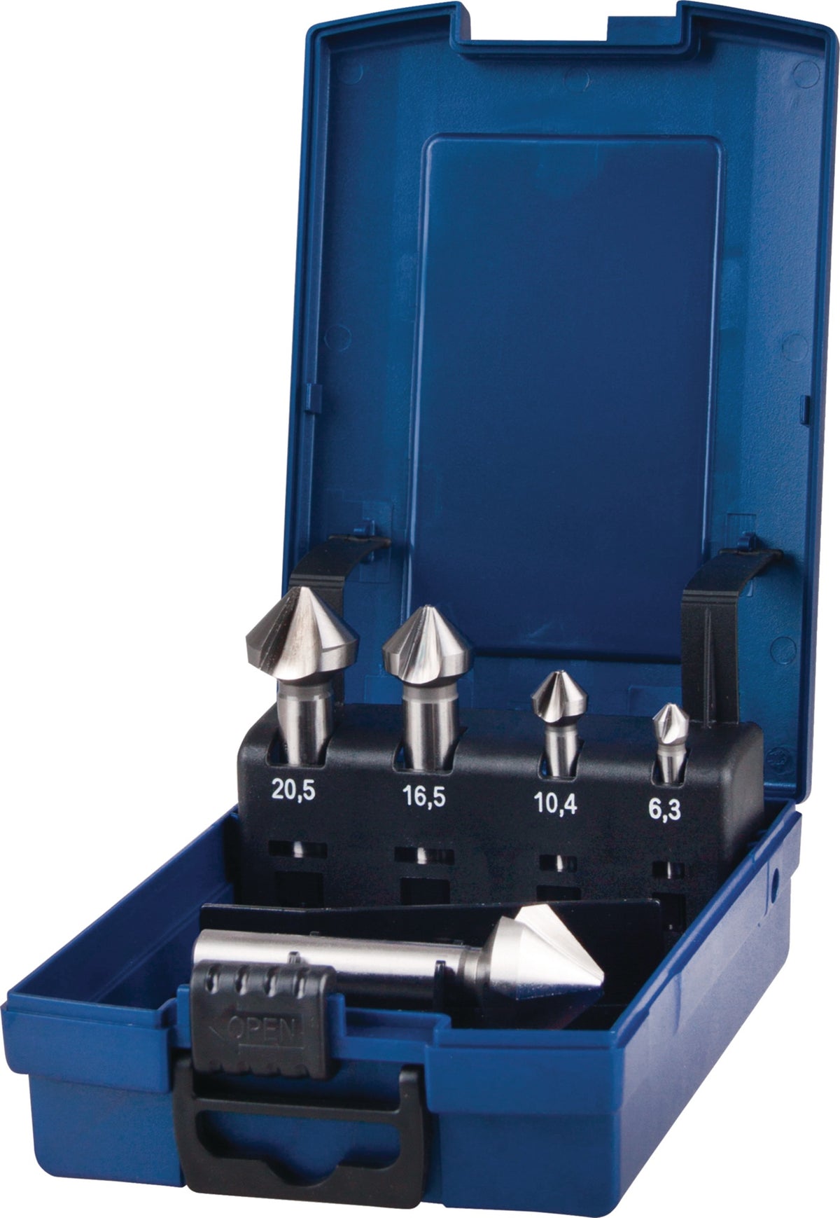 TECWERK Kegelsenkersatz DIN 335 C 90° HSS 5-teilig 6,3–25 mm in Kunststoffkassette