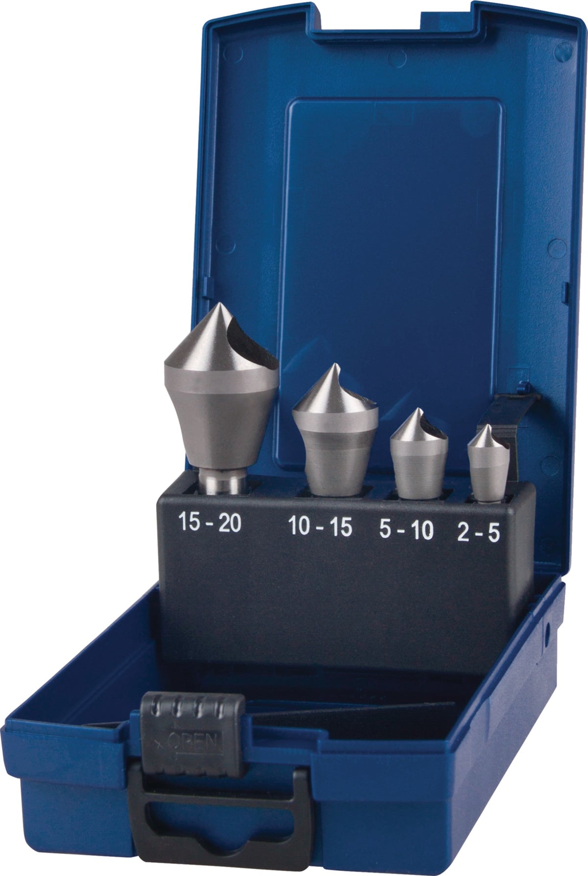 TECWERK Querlochsenker-Satz 4-teilig HSS-Co 90° für ratterfreies Entgraten 2-20 mm
