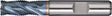 TECWERK Schaftfräser DIN 844 Typ HR Ø25 mm HSS-Co5 TiCN-beschichtet Vierschneider