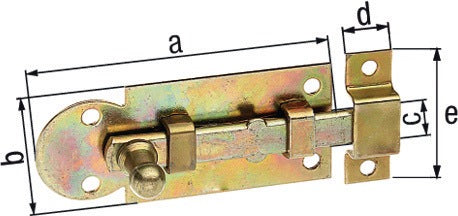 GAH Fensterriegel Stahl 61 mm gerade mit Knopfgriff und Schlaufe, gelb verzinkt