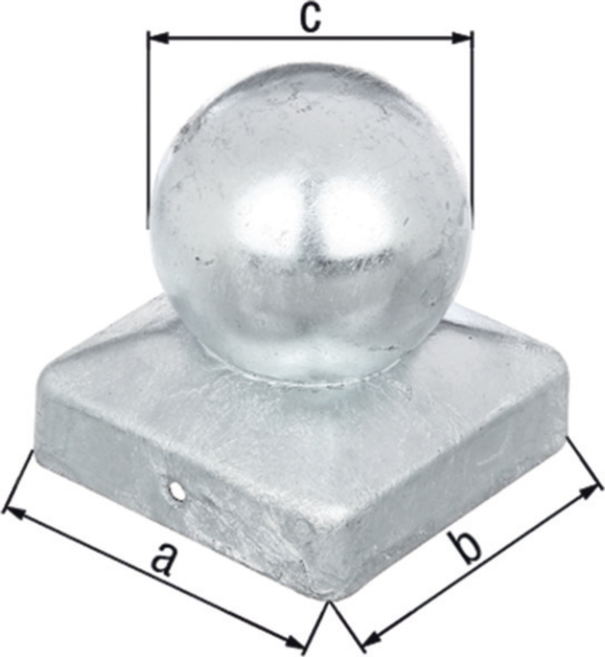 GAH Pfostenkappe 70x70 mm eckig mit Kugelkopf, feuerverzinkt