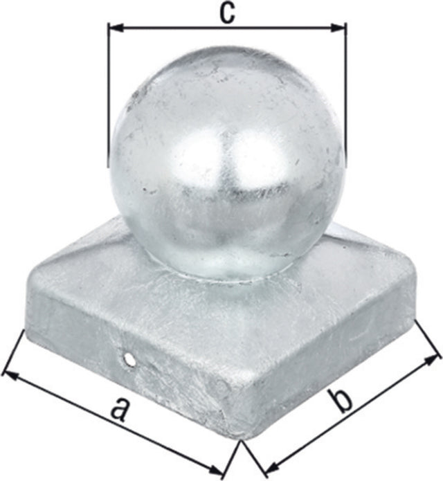 GAH Pfostenkappe 70x70 mm eckig mit Kugelkopf, feuerverzinkt