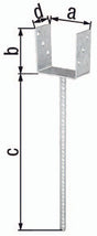 GAH U-Pfostenträger ETA-10/0210 101x100x400x60mm feuerverzinkt mit extra langem Betonanker
