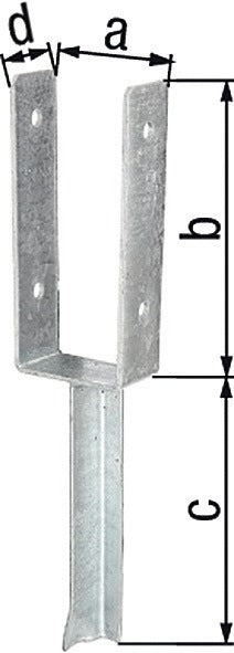 GAH U-Pfostenträger ETA-10/0210 91x200x200x50 mm mit Betonanker aus T-Eisen, feuerverzinkt