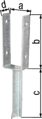 GAH U-Pfostenträger ETA-10/0210 91x200x200x50 mm mit Betonanker aus T-Eisen, feuerverzinkt