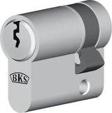 BKS Service-Profil-Halbzylinder 8891 50/10 mm zur Eigenmontage, Messing vernickelt, DIN 18252