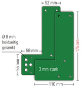 GFS Montageplatte 901470 für Schwenk-Türwächter an Glastüren DIN L/R 175x110 mm