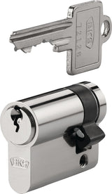 BKS Profilhalbzylinder 8900 27/10 mm mit 3 Schlüsseln, verschiedenschließend, vernickelt