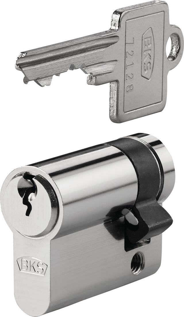 BKS Profilhalbzylinder 8900 27/10 mm mit 3 Schlüsseln, verschiedenschließend, vernickelt