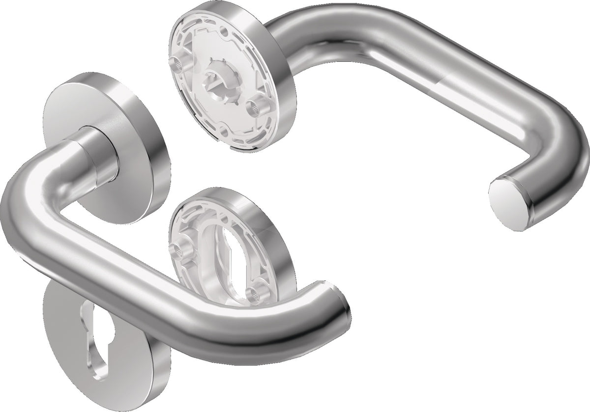 BKS Rosettengarnitur Rondo H1.0 Edelstahl U-Form PZ DIN L/R für Türstärke 37-42 mm