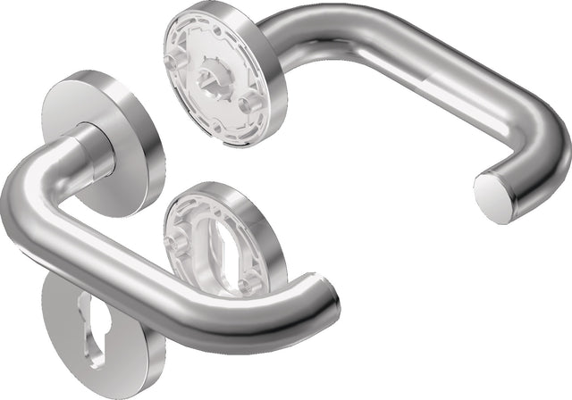BKS Rosettengarnitur Rondo H1.0 Edelstahl U-Form PZ DIN L/R für Türstärke 37-42 mm