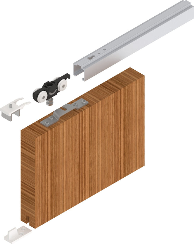 HELM Schiebetürsystem 73 für Holzschiebetüren bis 80 kg, 1300 mm Schiene, EV1 eloxiert