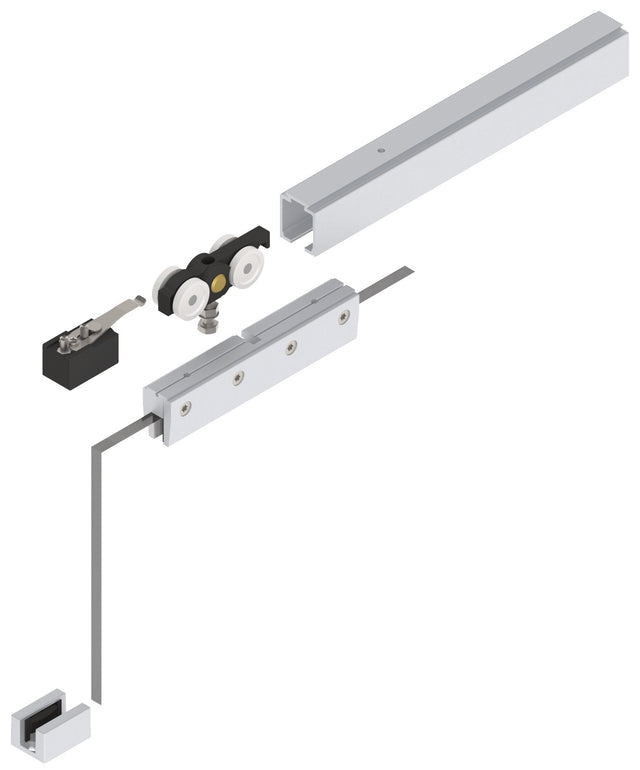 HELM Schiebetürsystem 140 Komplettset für Glasschiebetüren bis 140 kg, EV1 eloxiert