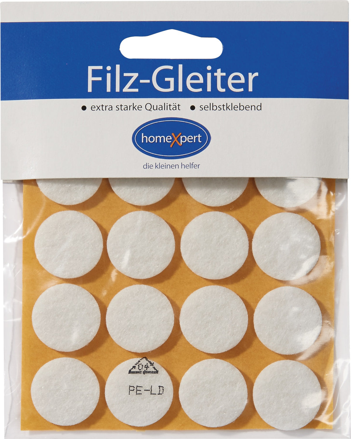 Filzgleiter 17 mm braun selbstklebend von HANSI-Siebert – 16 Stück SB-Karte