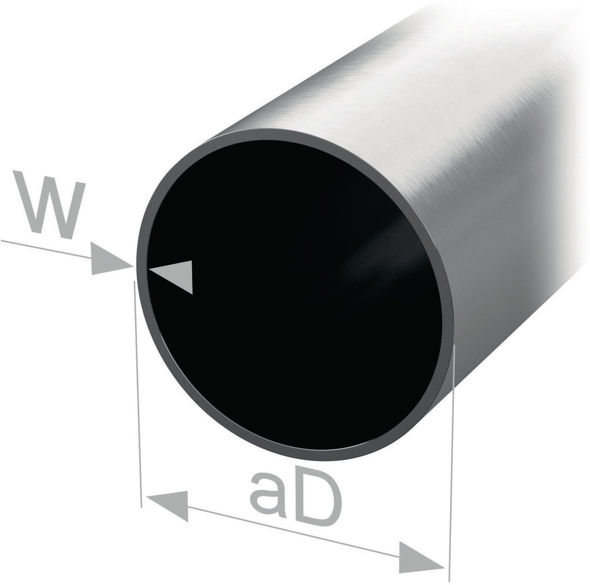 PG Rundschrankrohr STA silberfarbig, Rohraußen-Ø 20 mm, Wandstärke 0,8 mm, 2500 mm – Stahl Schrankrohr