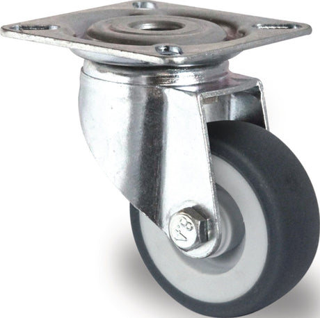 PROMAT Lenkrolle 75 mm grau, Tragfähigkeit 75 kg, mit Anschraubplatte