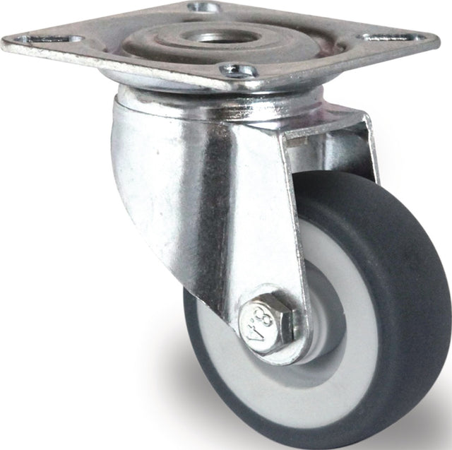 PROMAT Lenkrolle 75 mm grau, Tragfähigkeit 75 kg, mit Anschraubplatte