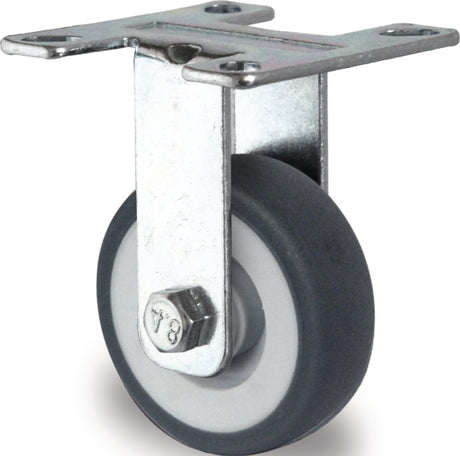 PROMAT Bockrolle 50 mm – Vollgummi, Gleitlager, 50 kg Tragfähigkeit, Plattenbefestigung