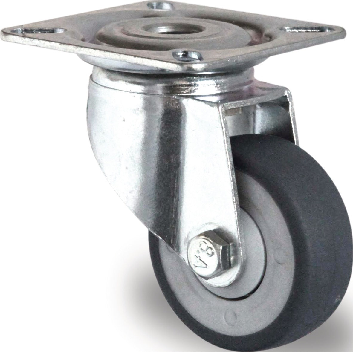 PROMAT Lenkrolle 75 mm mit Anschraubplatte, Gummi grau, 75 kg Tragfähigkeit