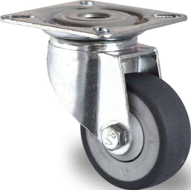 PROMAT Lenkrolle 75 mm mit Anschraubplatte, Gummi grau, 75 kg Tragfähigkeit