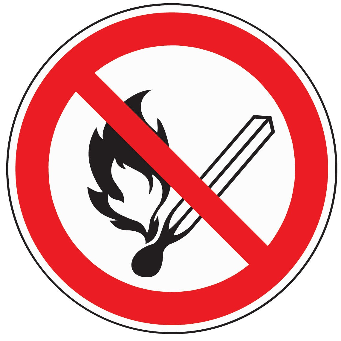 Verbotszeichen Feuer/Licht verboten D200mm Kunststoffschild rot/schwarz von Siebdruck Jäger – 10 Stück