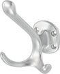 HERMETA Huthaken 0028 zweifach, 90 mm Ausladung, Aluminium silberfarbig eloxiert, Höhe 100 mm