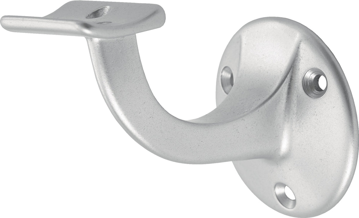 HERMETA Handlaufträger 3500 – Aluminium silber eloxiert, Wandplatte 56 mm, gewölbte Auflage