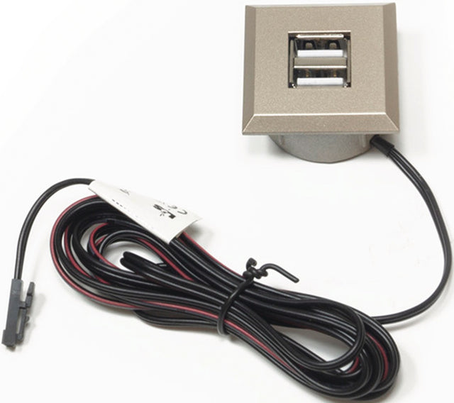 L&S USB Doppelsteckdose 12 V / 5 V, 1x2,1 A, ≥ 10,5 W – Einbau in Nischenrückwände, Schreibtische & Nachttische