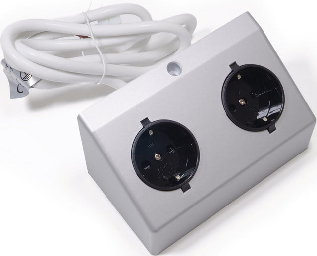Doppel-Anbausteckdose 230 V Silberfarben L&S – Möbelbeleuchtung Zubehör