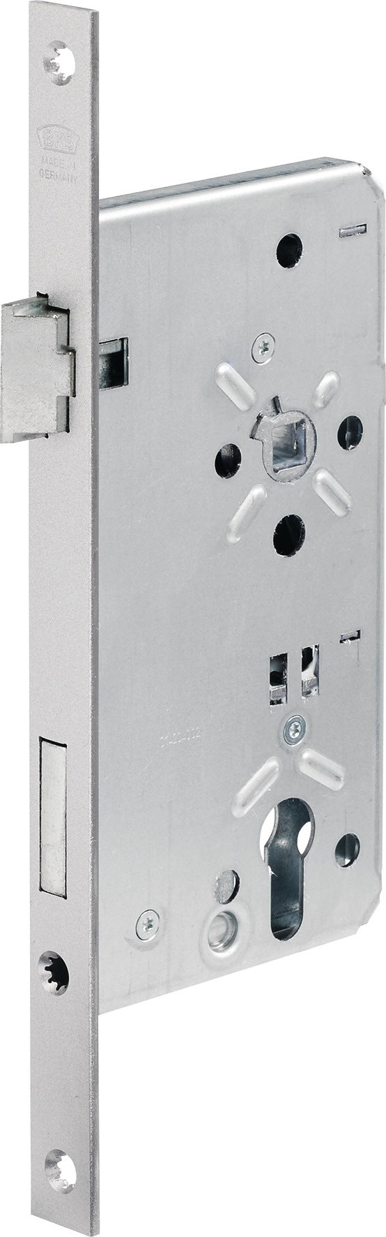 BKS Haustür-Einsteckschloss 0024 PZW 22/65/92/10 mm DIN Links silber kantig – 2-tourig mit Wechsel
