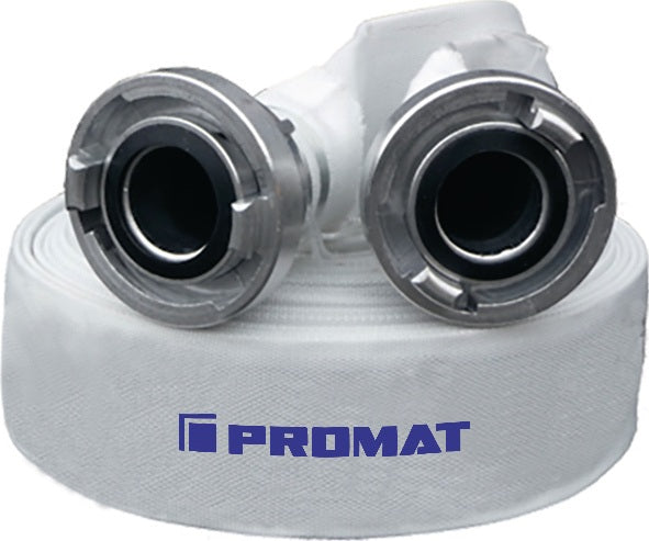 PROMAT Bau-/Industrieschlauch ID 50 mm, 20 m, weiß – Storz C, 10 bar, flexibel