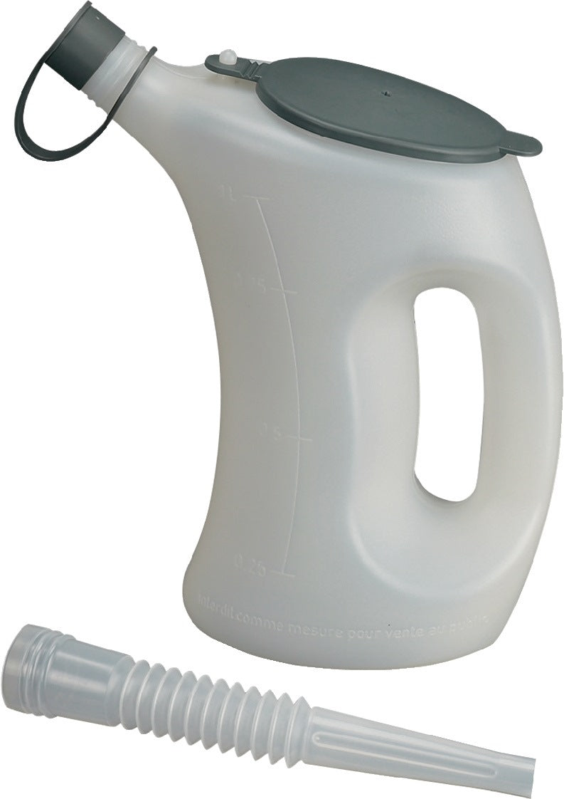 PRESSOL Messbecher 1 l HDPE mit Schutzdeckel und Schutzkappe am Auslauf – 6 Stück